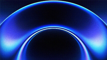 Fototapeta premium Abstract background with a glowing blue circular wave pattern made of particles, futuristic digital design element for technology, science, and data visualization concepts