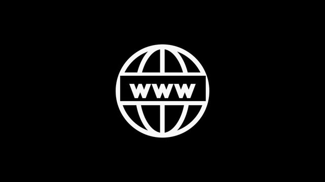 World Wide Web Icon Animation, Global Internet Connection and Online Network Concept, Transparent background. 4K resolution