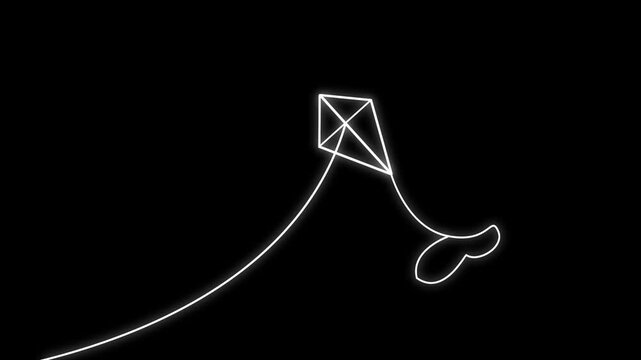 kite animated icon.Flying Kite Icon Animation on Green Screen Background 4K