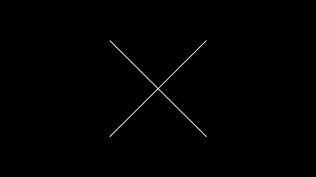 A simple white cross shape formed by two intersecting lines on a black background.