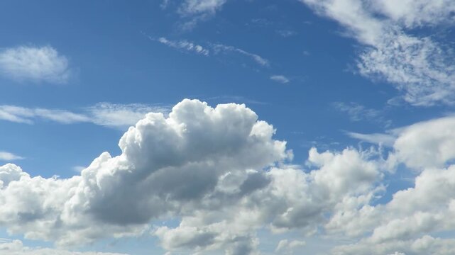 My peaceful sanctuary in the clouds, tranquil fluffy cumulus floating in the serene blue sky, part 05