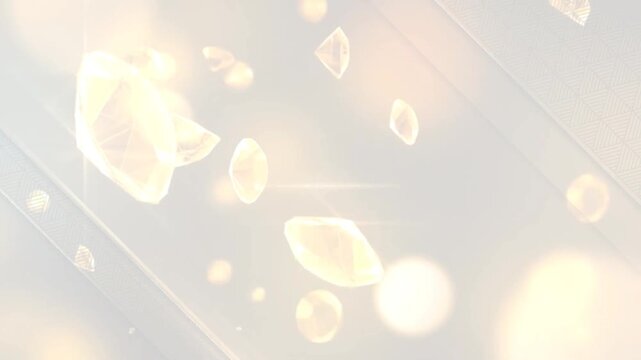 Luxury Gold Border Green Screen Transition Template with Floating Diamonds and Bokeh Overlay 