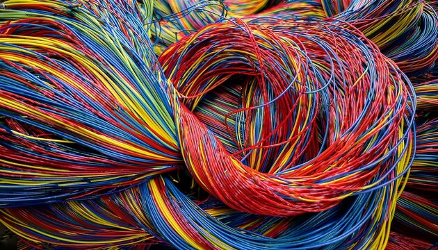 jumbled wire tangle tangled cable mess multicolored electric wire abstract wire background chaotic line pattern colorful cable bundle cluttered wiring texture close up cable knot