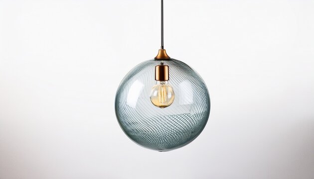 modern spherical glass pendant light hanging on a white background