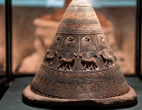 showcasing assyrian artistry through a relief of a cone