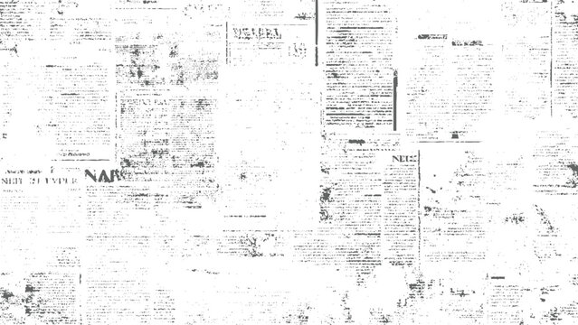 Abstract vintage newspaper collage texture background with distressed black and white faded text print grunge pattern