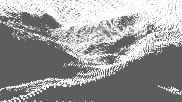 Abstract halftone landscape glitch texture background, distressed mountain wave noise pattern for creative design