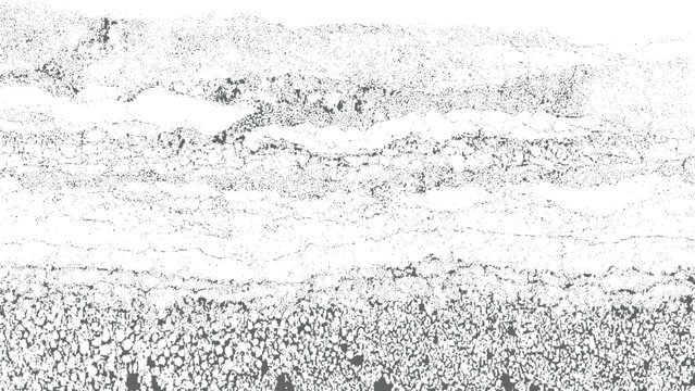 Distressed horizontal grunge waves texture background, abstract black and white weathered layered pattern for design