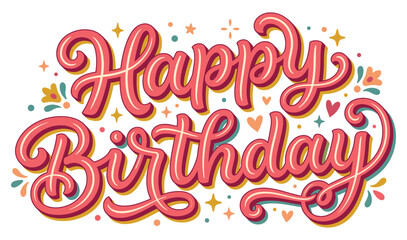 happy birthday in feminine girly vintage typography © Mandosalam