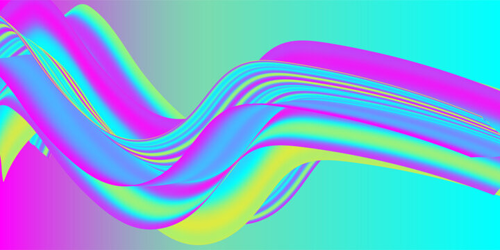 Templat Desain Landing Page 3D Abstrak dalam warna biru laut merah muda, Bentuk Gelombang dengan Latar Belakang Gradien