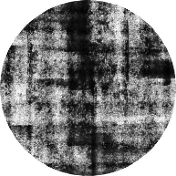 Large vector halftone circular ink texture with a transparent background