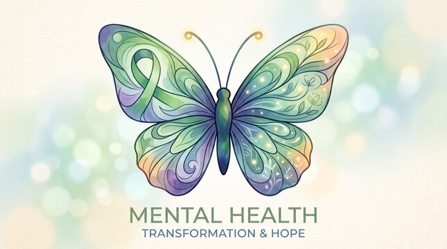 Colorful butterfly illustration for mental health awareness