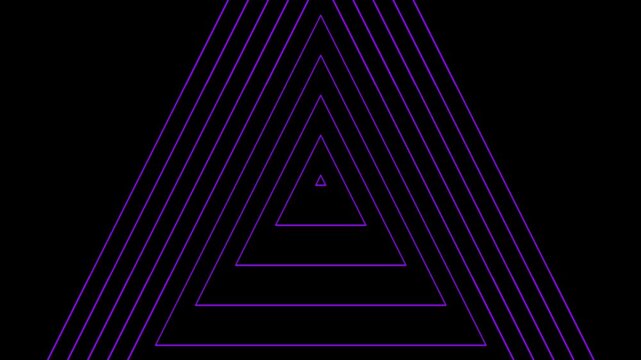 Abstract purple geometric shapes forming a tunnel effect on a black background.