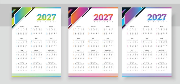 Modern Vector Annual Calendar Template Collection for 2011 2027 with Monthly Planner Weekly Schedule Business Organizer and Office Date Design Illustration