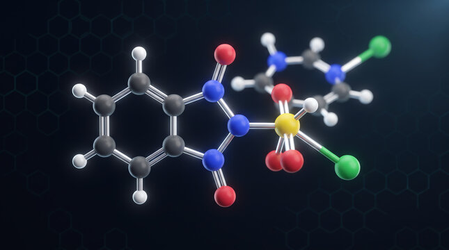 Chlorthalidone Molecular Structure Pharmaceutical Chemistry 3D Medical Render