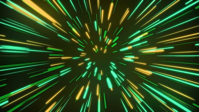 Neon hyperspace tunnel burst background animation, Neon light burst tunnel streaks radiating from center animation