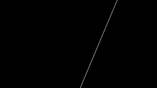 A stark black background with a single thin white diagonal line creating a minimalist abstract design.