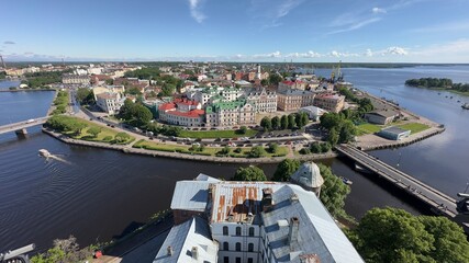 Obraz premium A beautiful bird's-eye view of Vyborg in the Leningrad region.