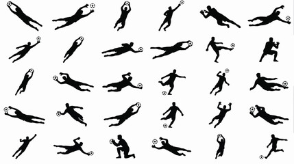 Fototapeta premium Soccer goalkeeper silhouettes set