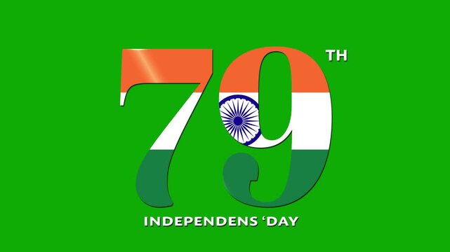 79th Indian Independence Day Typography with Tricolor Flag Design