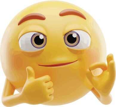 A cheerful yellow emoji with thumbs up and okay hand gesture