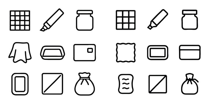 home and organization design icons with cloth, container and tray for infographic in minimal outline style