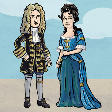 King Frederick I and Queen Sophie Charlotte of Prussia, Color illustration