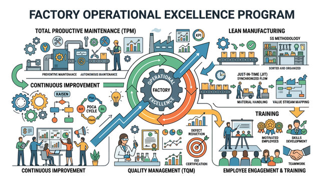 Factory Operational Excellence Program: Lean Manufacturing, TPM, Quality Management