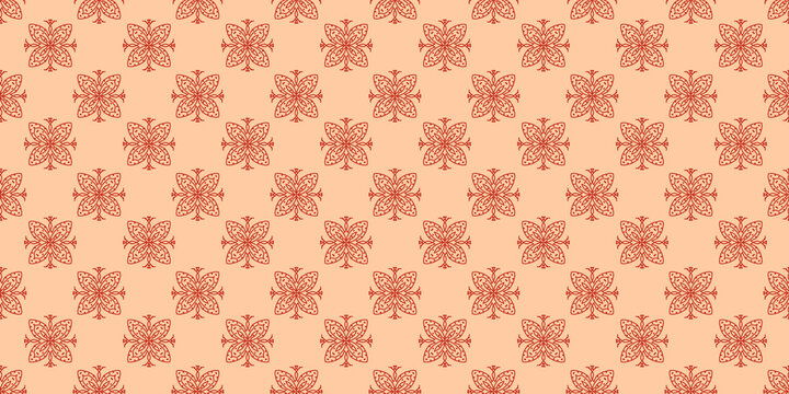 Seamless batik pattern with bright yellow background and turquoise traditional ornaments.