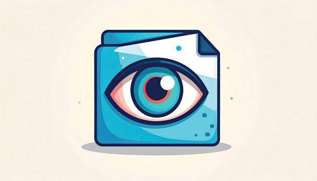 Blue eye on file folder icon.