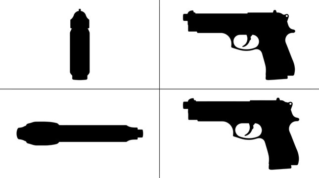 Professional Vector Illustration of a Beretta M9 Semi-Automatic Pistol for Tactical Equipment, Law Enforcement, and Shooting Range Branding