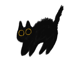 Shocked black cat illustration © Tita