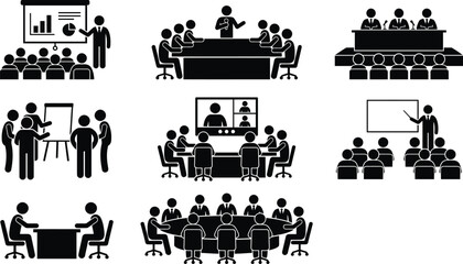 Fototapeta premium Collection of business meeting and professional conference icons