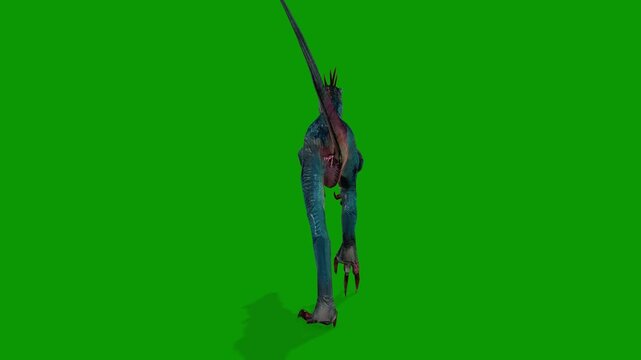 Realistic Dinosaur Raptor Walking Back 3D Render Animation with Green Screen.mp4.mp4