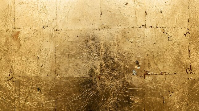 Gold leaf textured background with scratches and imperfections