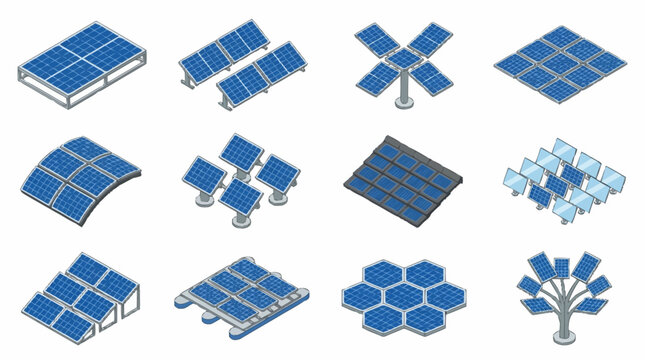 Collection of various solar panel designs and layouts.