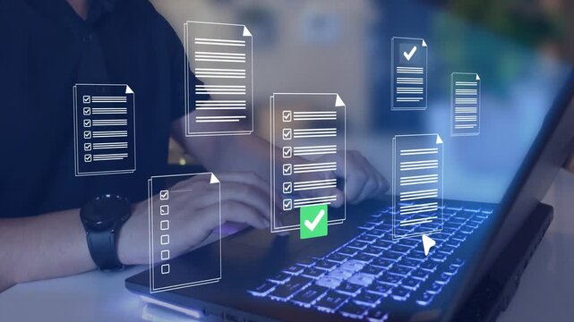  Artificial intelligence, check electronic documents on digital documents on virtual screen Document Management System
