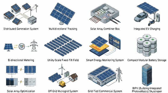 Renewable Energy Technology and Smart Grid Systems Illustration.