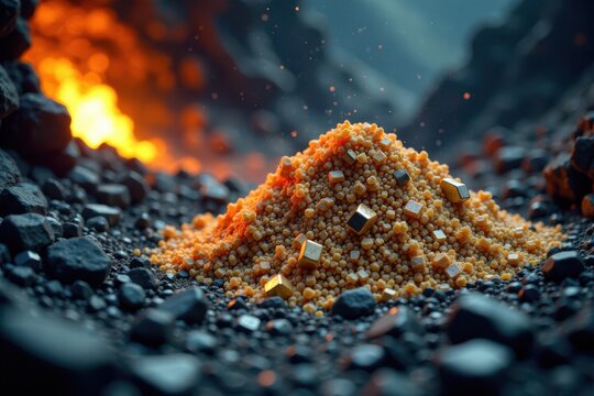 Nickel sulphide ore being extracted from mine, cobalt, rock, extraction