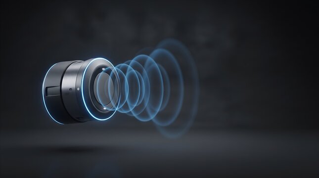 Digital vehicle parking sensor shown with glowing ultrasonic detection waves