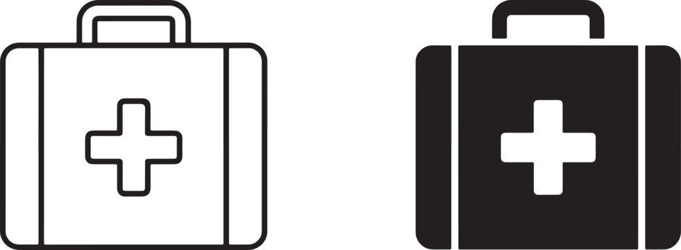 First Aid Kit Icon Set - Medical Emergency Box Vector Symbol