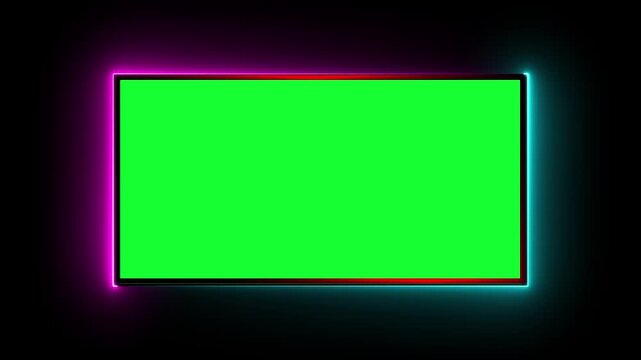 Abstract glowing neon light rectangle border frame animation, Futuristic light effect isolated on black Background 4k video