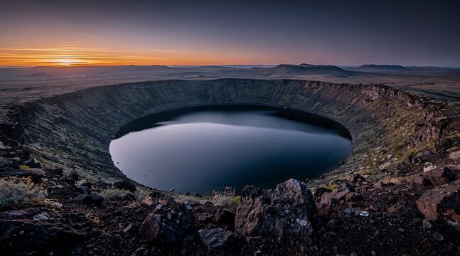 Lonar Crater Lake in Maharashtra India at Sunrise.