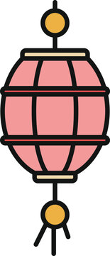 Pink asian lantern icon representing traditional cultural festival decorations