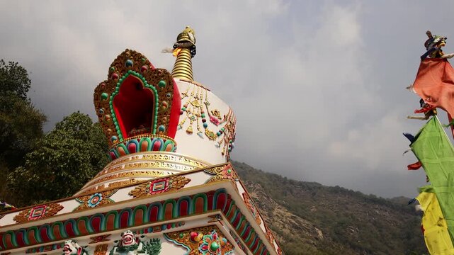 Chomrong, Nepal, Himalayas, Annapurna, stupa, prayer flags, Buddhism, Buddhist, temple, shrine, monastery, spiritual, spirituality, religion, sacred, culture, tradition, village, mountain village