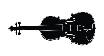 Black silhouette of a violin on white background © NurJahan