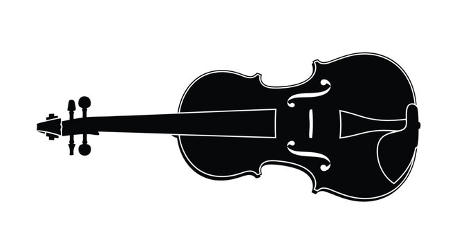 Black silhouette of a violin on white background