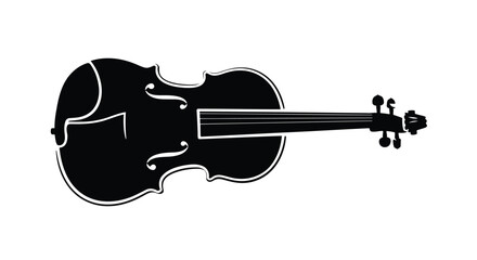 Black violin silhouette on white background © NurJahan