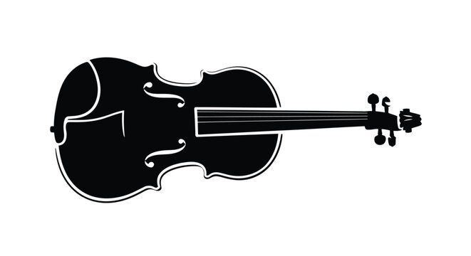 Black violin silhouette on white background