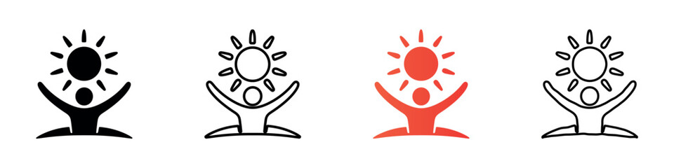 Fototapeta premium Person holding sun above head, representing joy and energy